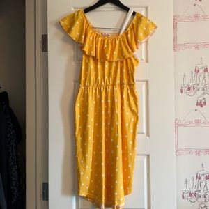 Yellow polka dot girls dress